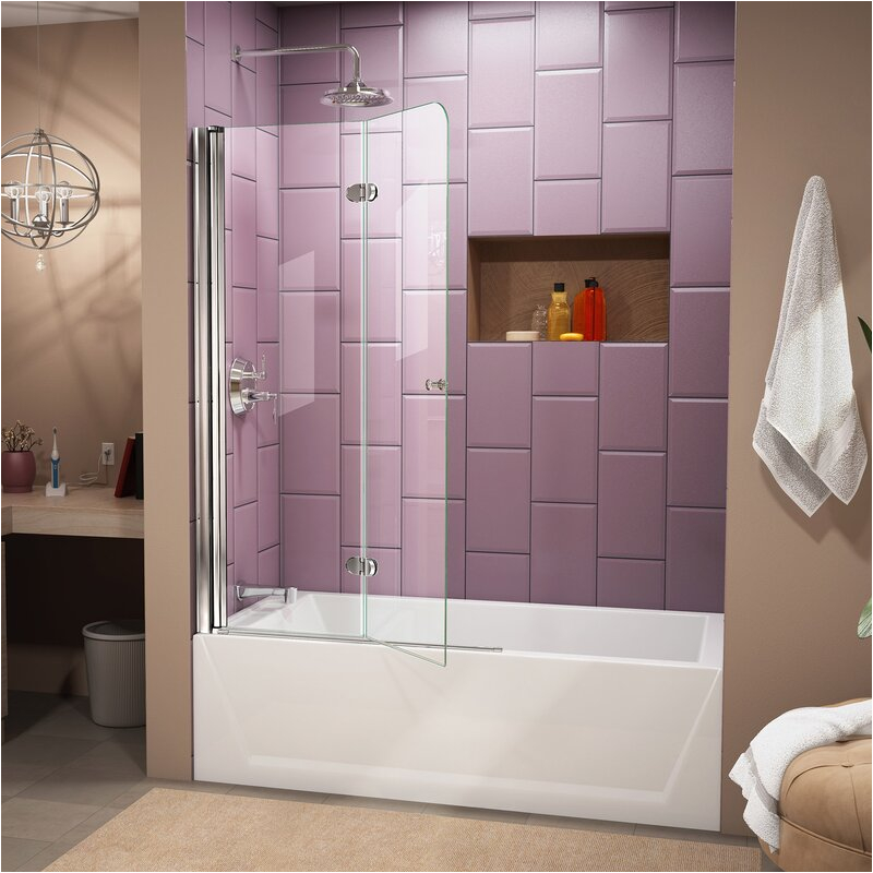 dreamline aqua fold 36 x 58 hinged frameless tub door dln3308