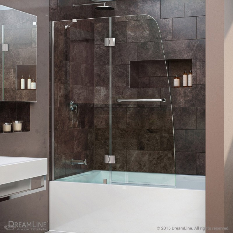 dreamline aqua 48 frameless hinged tub door clear 1 4 glass door chrome finish