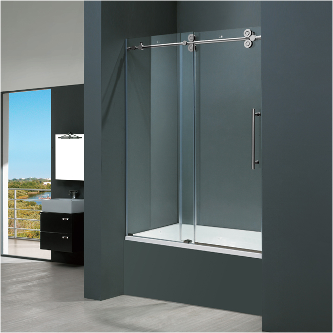 vigo 60 inch frameless tub door 3 8 clear chrome hardware vg6041chcl6066