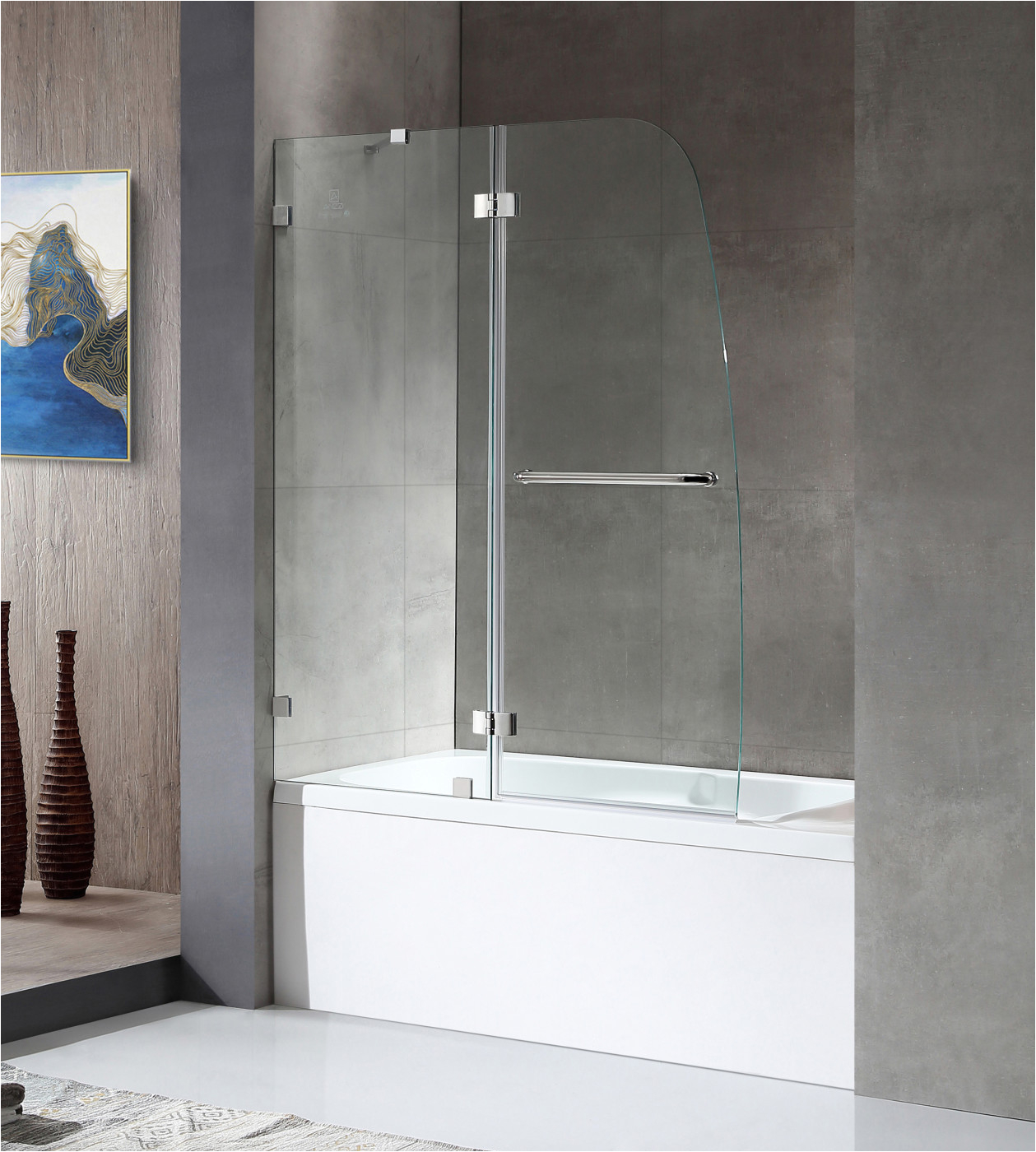 herald series 48 in by 58 in frameless hinged tub door in chrome