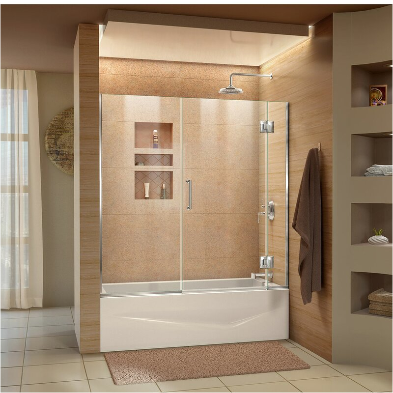 dreamline unidoor x 58 12 in w x 58 in h frameless hinged tub door dln4066