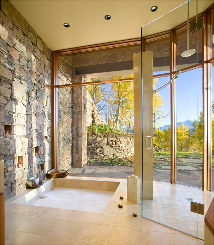 modern bathrooms with sunken bathtubs