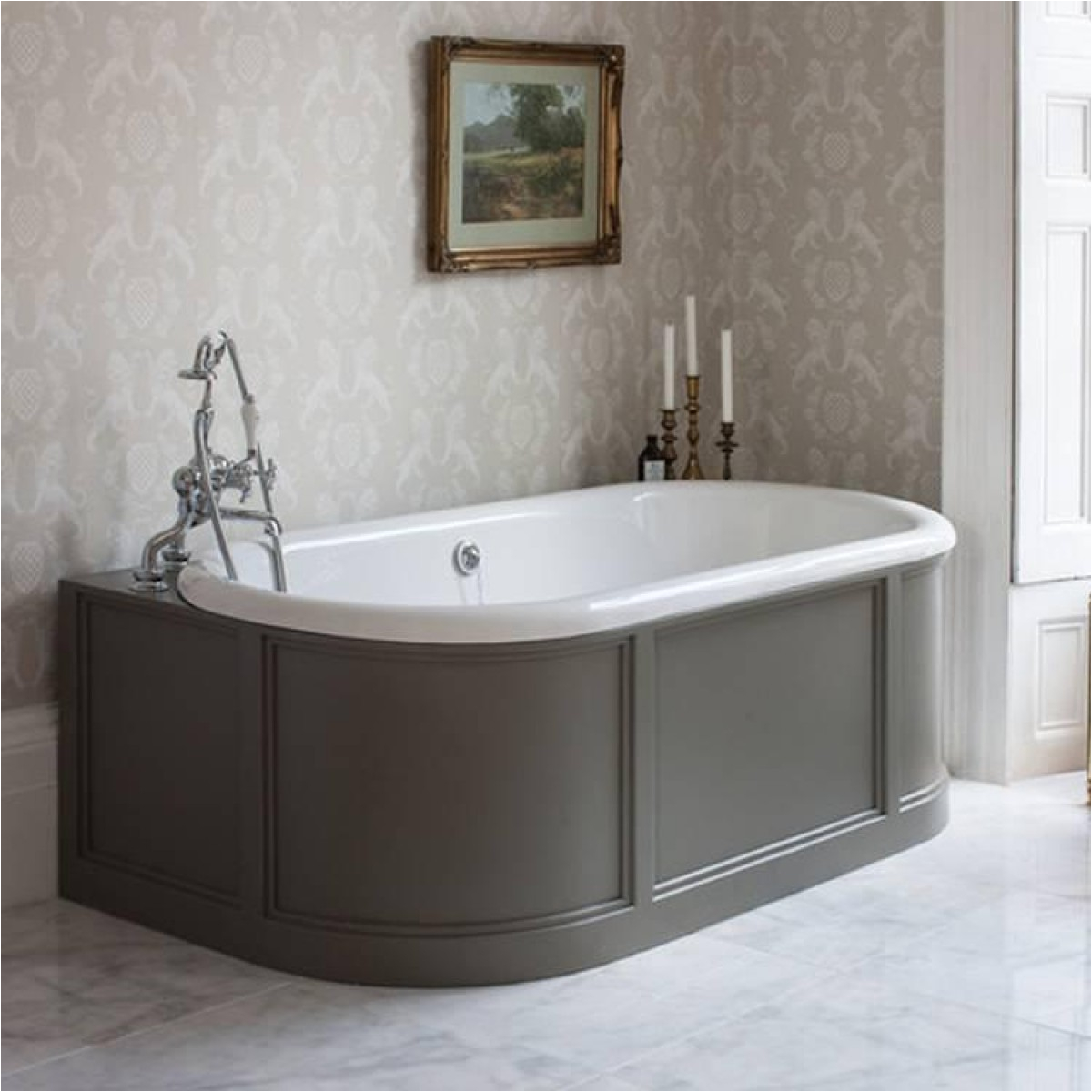 Bathtubs London Burlington London Back to Wall Bath with Curved Surround