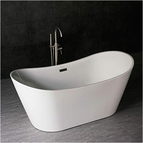 empava 67 made in usa luxury freestanding bathtub acrylic soaking spa tub by empava modern stand alone bathtubs with custom contemporary design white empv ft1518 3