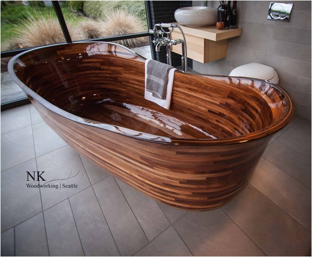 Wood Bathtub NK Woodworking Seattle The Lotus Design contemporary bathroom seattle