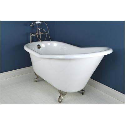 60 small cast iron white slipper clawfoot tub with satin nickel feet