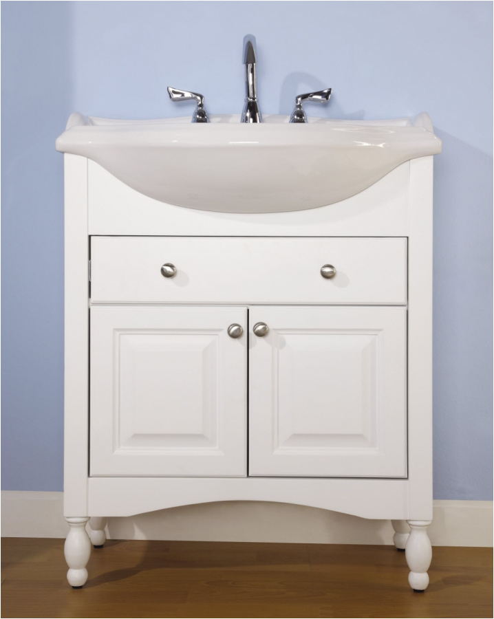 30 inch single sink narrow depth furniture bathroom vanity with choice of finish and sink