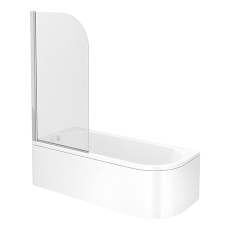 Bathtubs soaking J J Shaped Shower Bath 1700mm with Screen Curved Panel