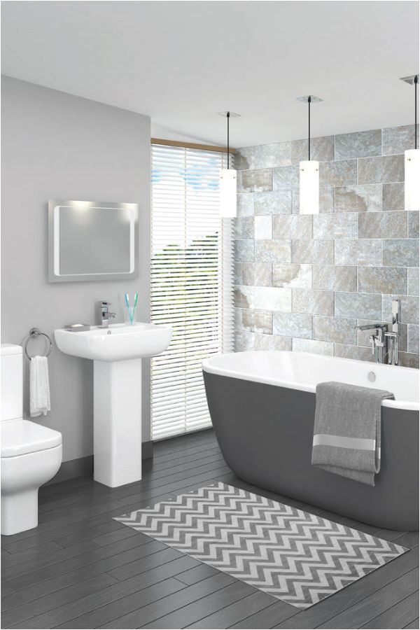Bathtubs soaking Y This Beautiful Grey Bathroom Design is Plemented