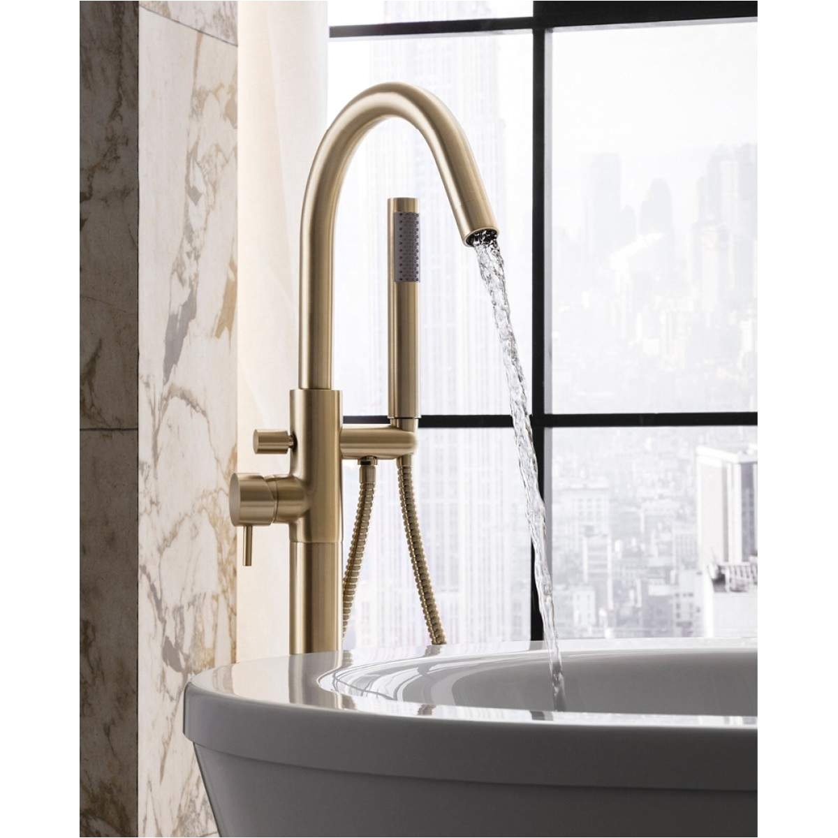 crosswater mpro floorstanding bath shower mixer tap brushed brass