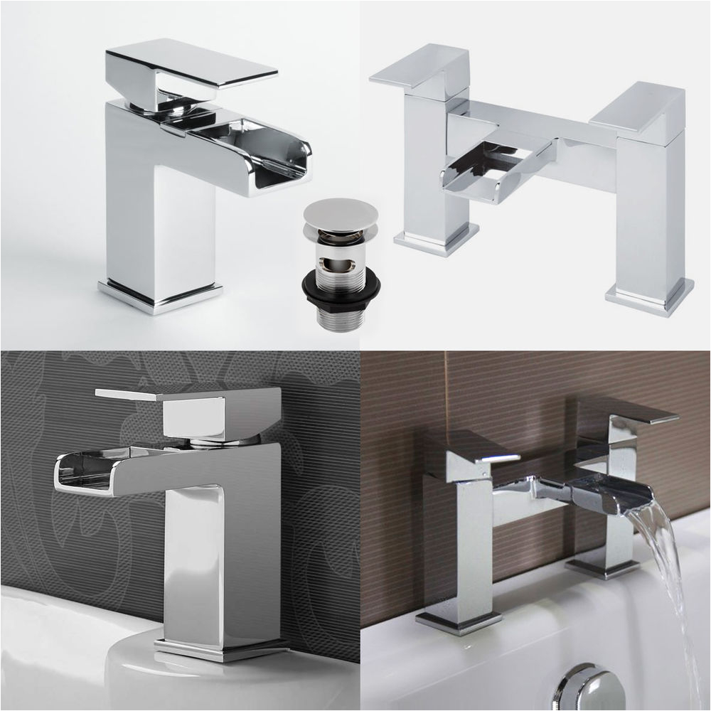 Bathtubs Taps Tap Bathroom Waterfall Mixer Basin Bath Filler Taps Chrome