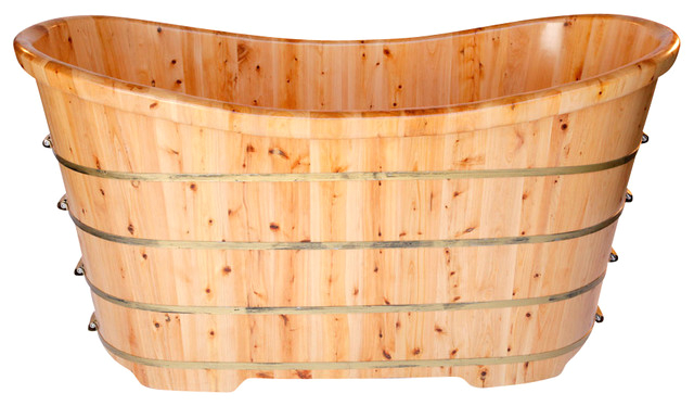 ALFI brand AB1105 63 Free Standing Solid Cedar Wooden Bathroom Tub bathtubs