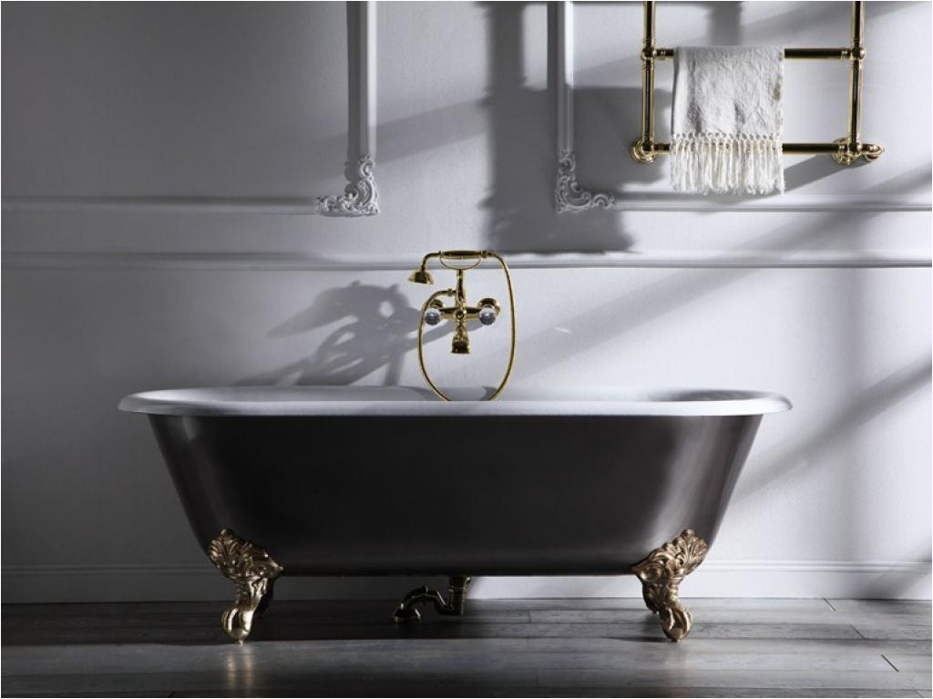 gold freestanding clawfoot with black bathtubs