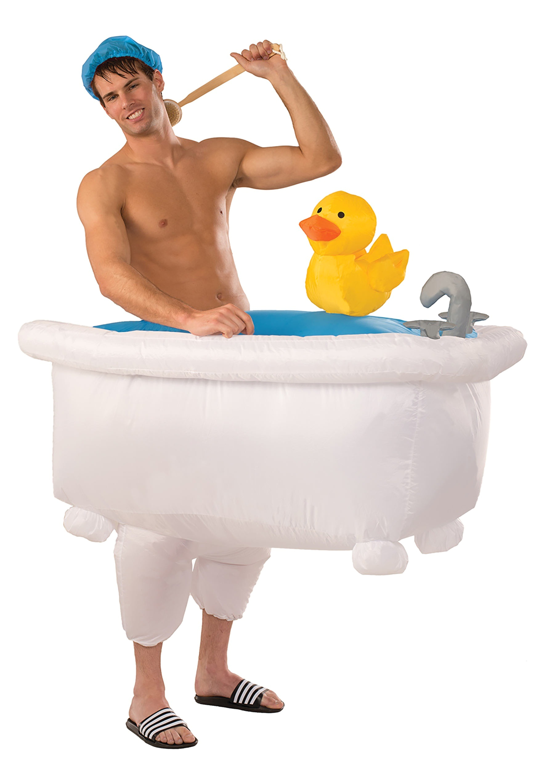 adult inflatable man in tub costume