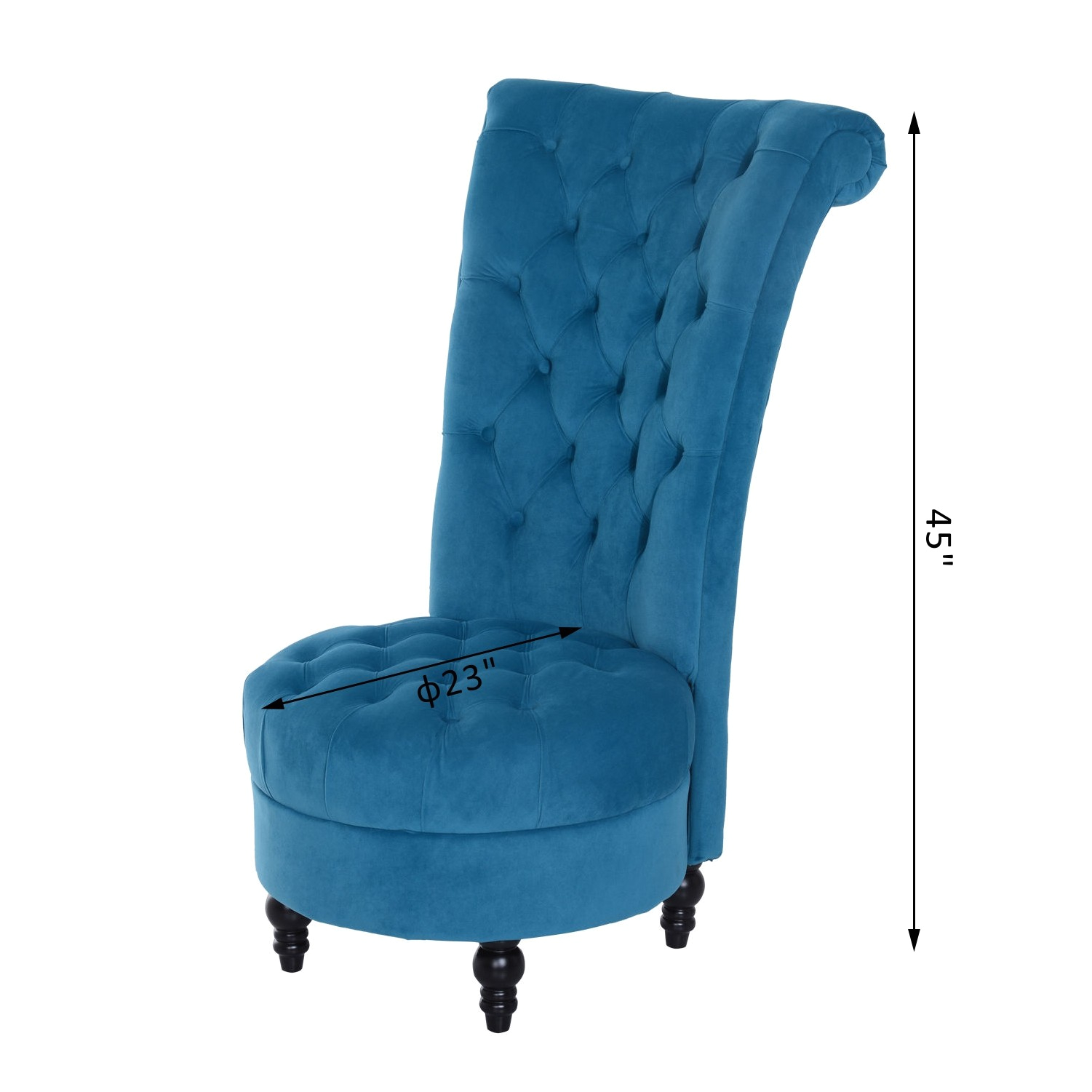 hom 45 tufted high back flannelette accent chair blue