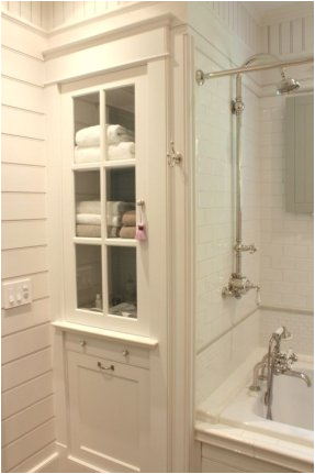 Built In Bathtub Designs White Bathroom Linen Cabinet Foter