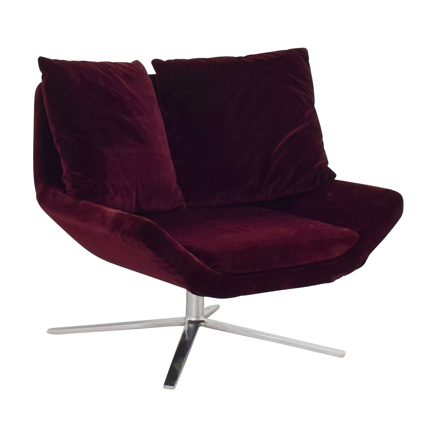 ligne roset ligne roset burgundy velvet swivel chair