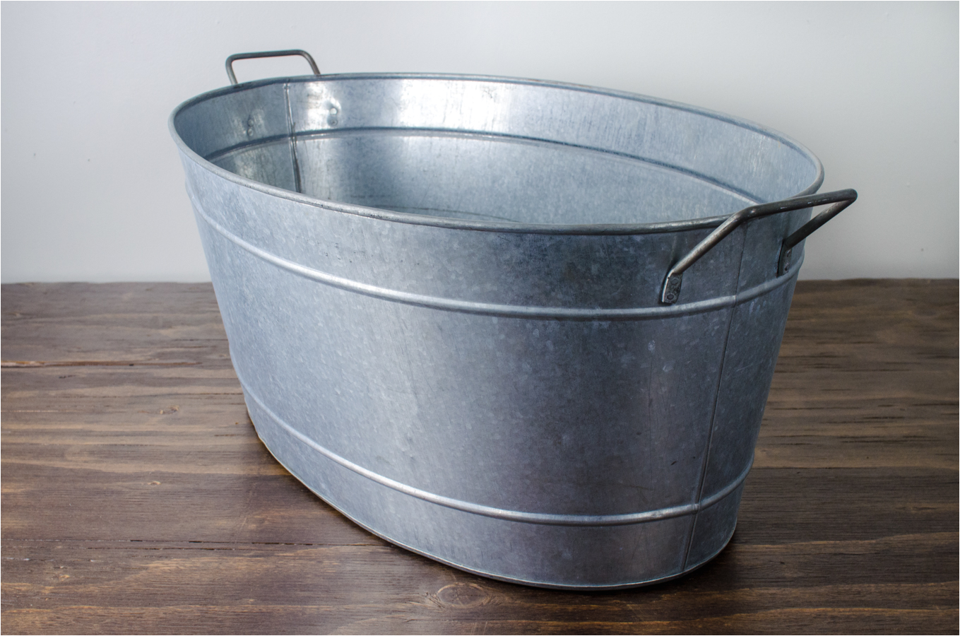 large oval galvanized tub