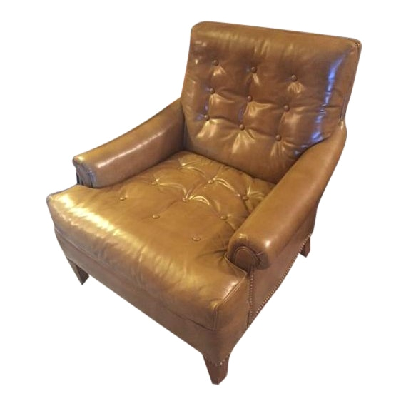 vintage mid century heritage tufted caramel leather club chair