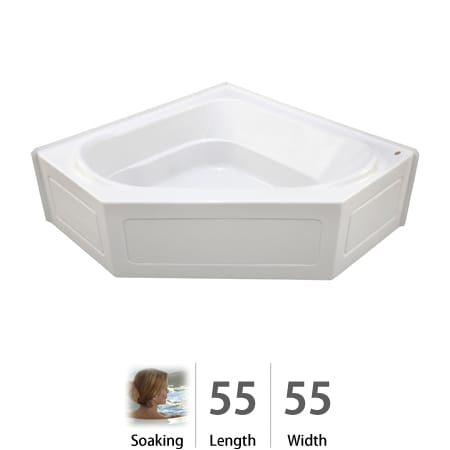 Center Drain Alcove Bathtub Jacuzzi Cps5555bcxxxxw White 55" X 55" Capella Three Wall