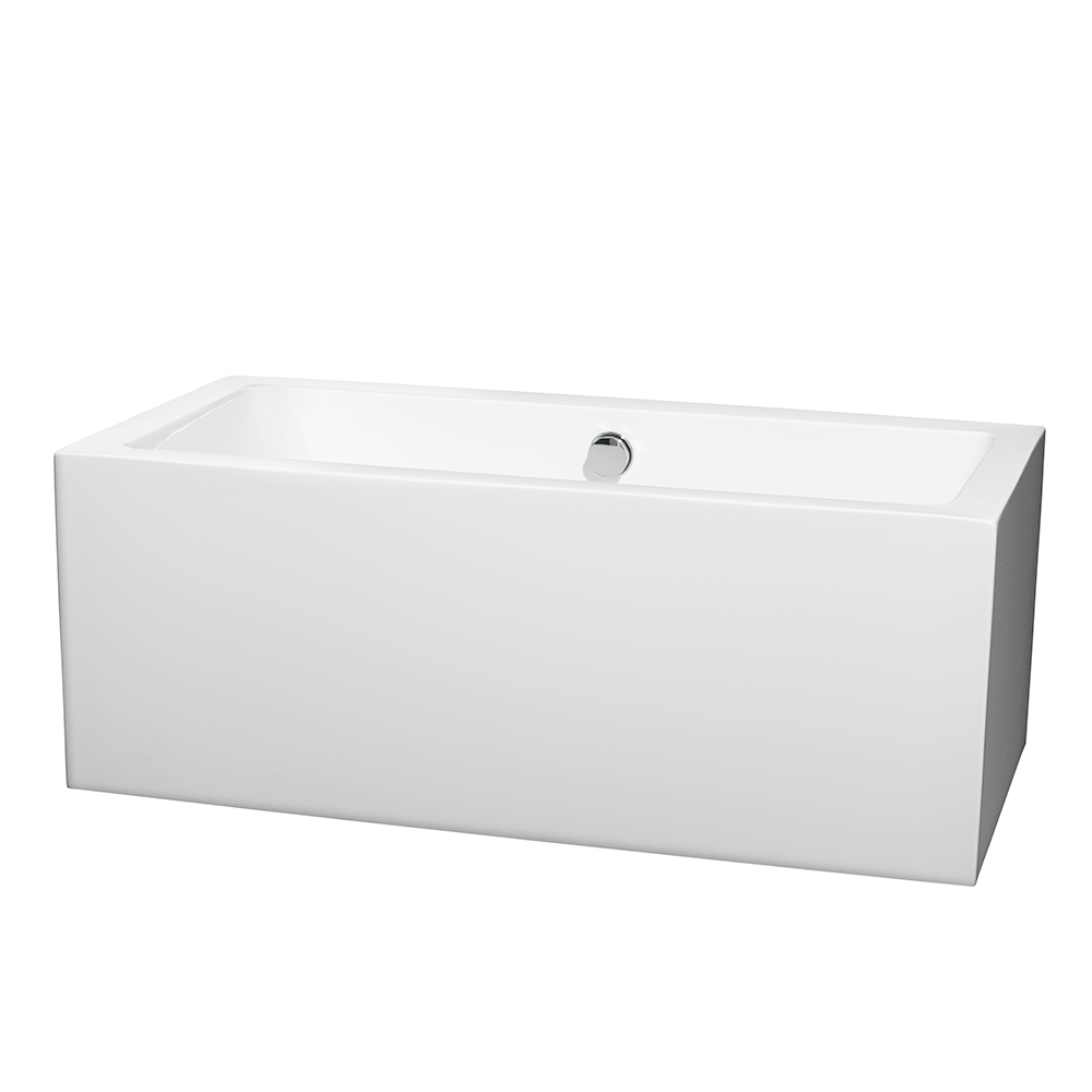 wyndham collection melody 60 inch freestanding bathtub in white with polished chrome drain and overflow trim