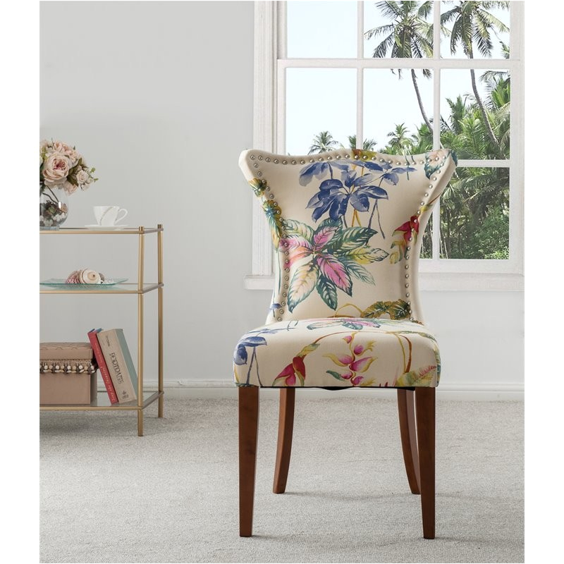 brika home upholstered accent chair in off white floral