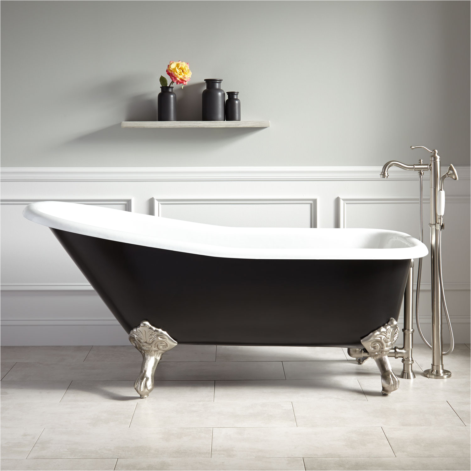 Claw Foot Bath 1500 66" Goodwin Cast Iron Clawfoot Tub Imperial Feet Black