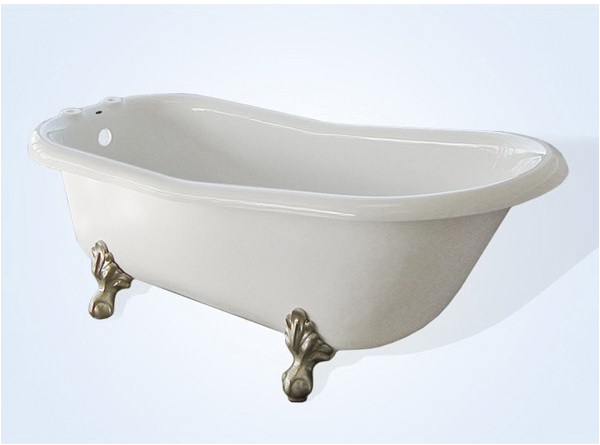 Claw Foot Bath 1500mm 60 Inch Acrylic Slipper Bathtub 7 Inch Rim Drillings