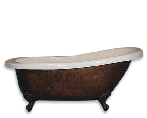 Acrylic Slipper Claw Foot Tub Faux Copper Finish rustic bathtubs