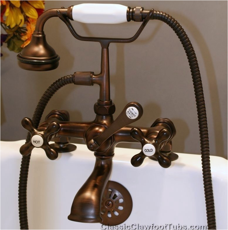clawfoot tub deckmount british telephone faucet w hand held shower sh463