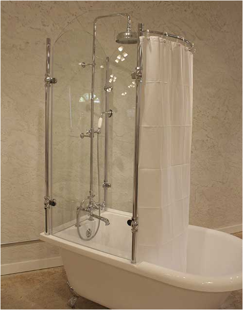 acrylic clawfoot tub with glass shower enclosure
