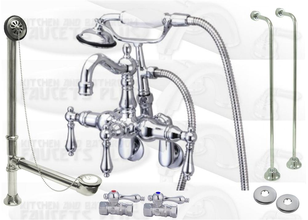 Clawfoot Bathtub Drain Installation Chrome Clawfoot Tub Faucet Kit with Drain & Supplies