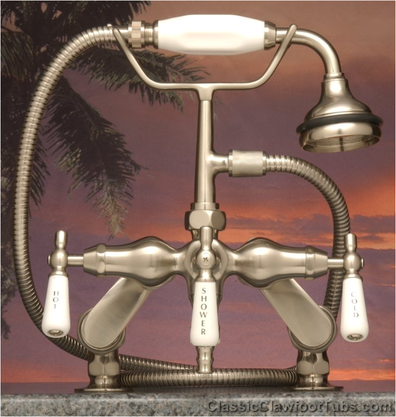 clawfoot tub faucet with hand held shower