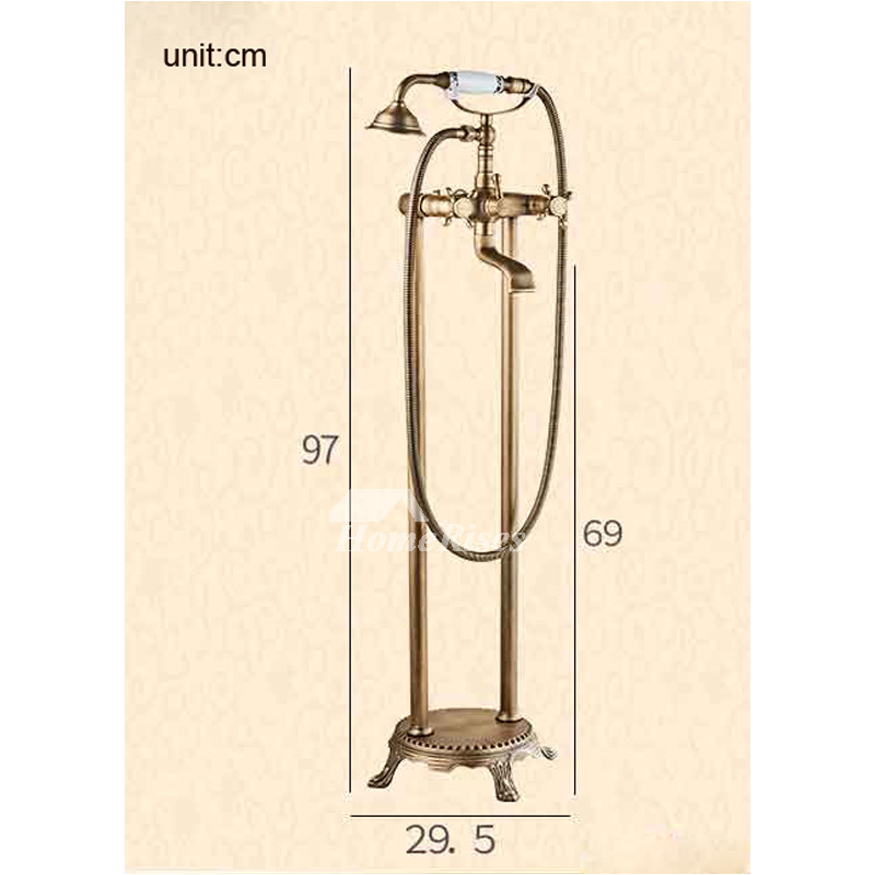 antique brass floor standing clawfoot bathtub faucet blackgold p hois 6573