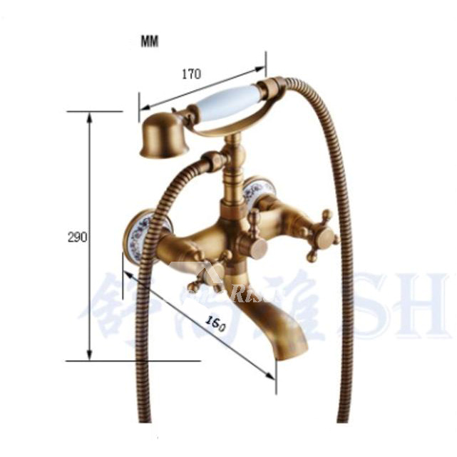 clawfoot tub faucet 2 hole wall mount antique brass two handles p hois516 508