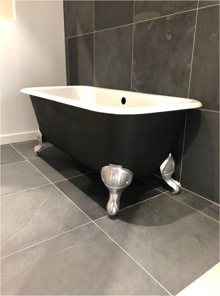 antique bathtub matt black white and silver