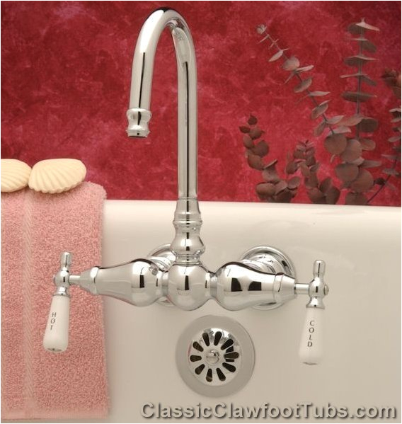 3 ball clawfoot tub faucet with gooseneck spout