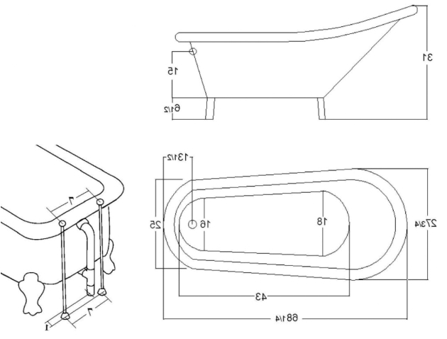 Clawfoot Bathtub Size Clawfoot Tub Dimensions Bathtub Designs