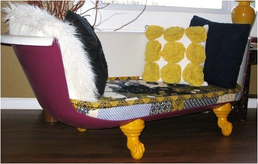 turn a clawfoot tub into a sofa just like audrey hepburns