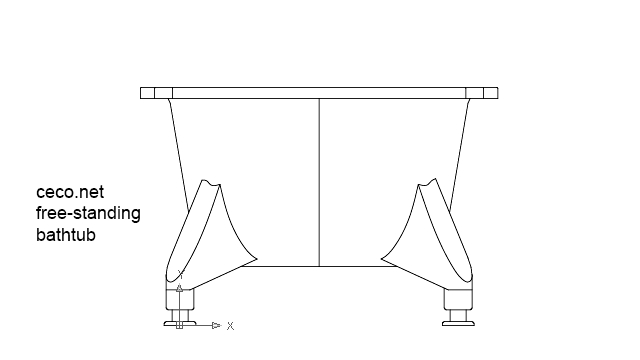 Clawfoot Tub Drawing Autocad Drawing Free Standing Bathtub Front View Dwg