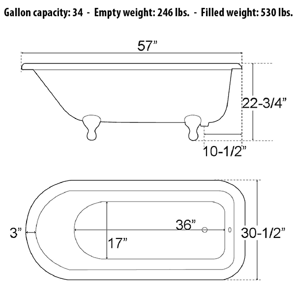 Clawfoot Tub Weight Traditional Style Cast Iron Clawfoot Bathtubs