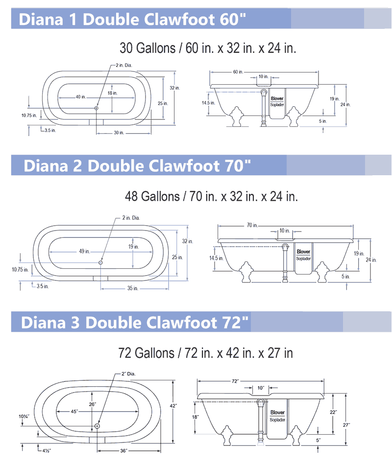 Clawfoot Tub Width Double Ended "duet" Freestanding Bathtubs