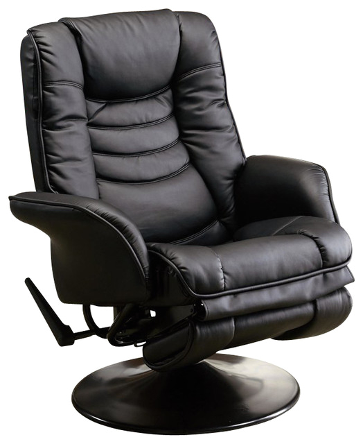 coaster recliners casual swivel recliner chair in black leatherette transitional accent chairs other metro