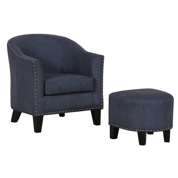 Denim Blue Accent Chair Shop Dark Denim Blue Fabric Accent Chair and Ottoman