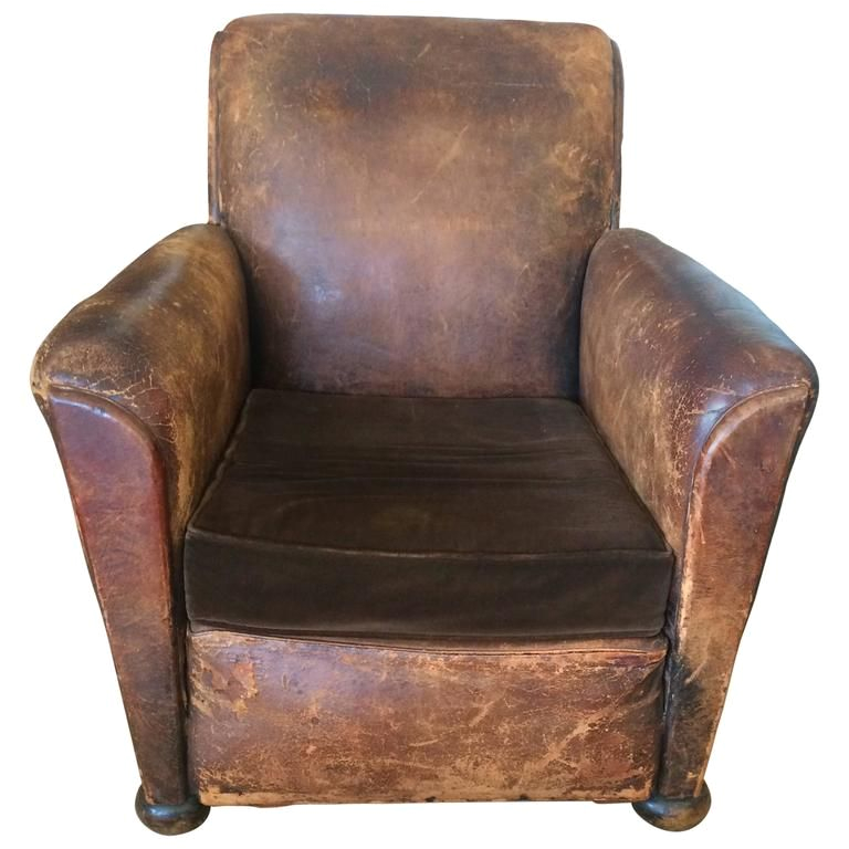 Distressed Leather Accent Chair Yummy Distressed Leather and Velvet French Club Chair In