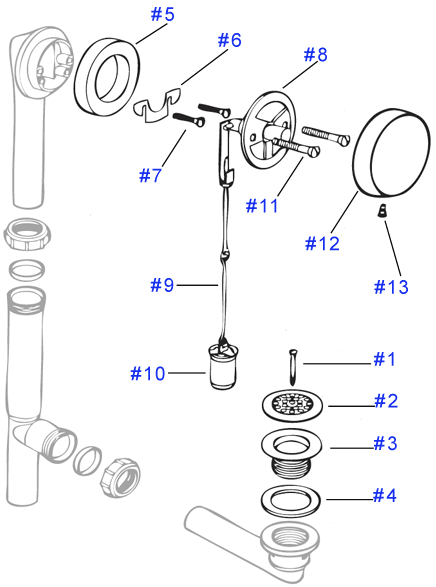 watco bathtub drains and replacement parts