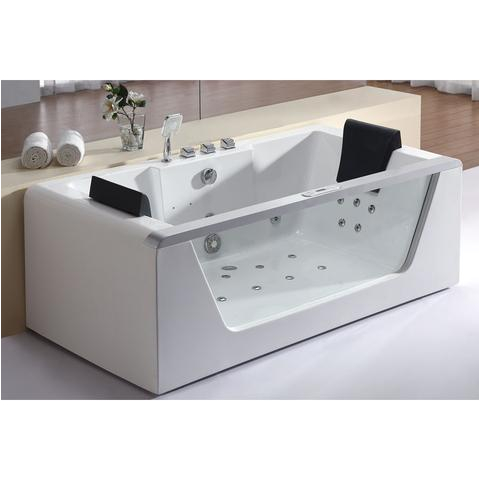 eago 6 freestanding 2 person clear whirlpool bathtub rear drain am196