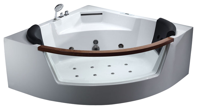 EAGO AM197 5 Rounded Clear Modern Corner Whirlpool Bath Tub with Fixtures modern bathtubs