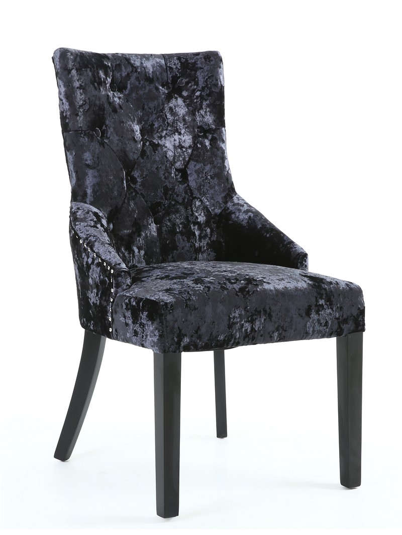 Elizabeth Velvet Accent Chair Elizabeth Prime Product Crushed Black Velvet Knocker Back