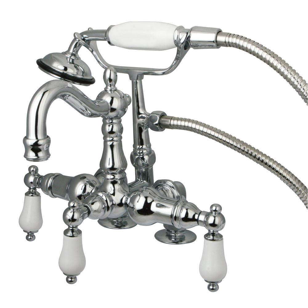 kingston brass chrome deck mount clawfoot tub faucet w hand shower cc1016t1